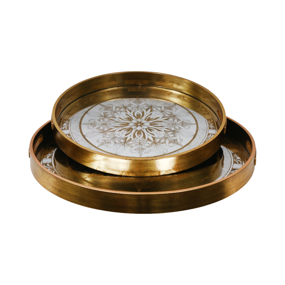 TRAY SET 2PC MIRROR ROUND 96187