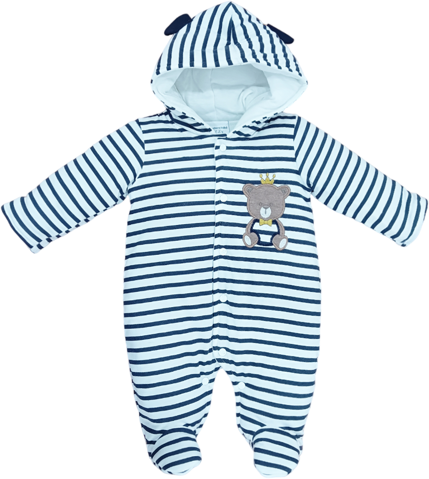 BOYS L/S QUILTED ROMPER HOODED MZW-24 0-3M 241-007