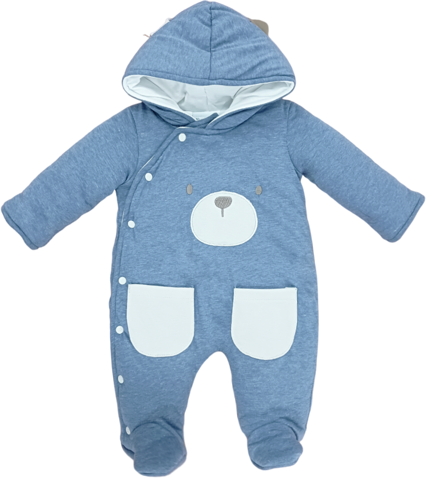 BOYS L/S QUILTED ROMPER HOODED MZW-24 0-3M 241-013