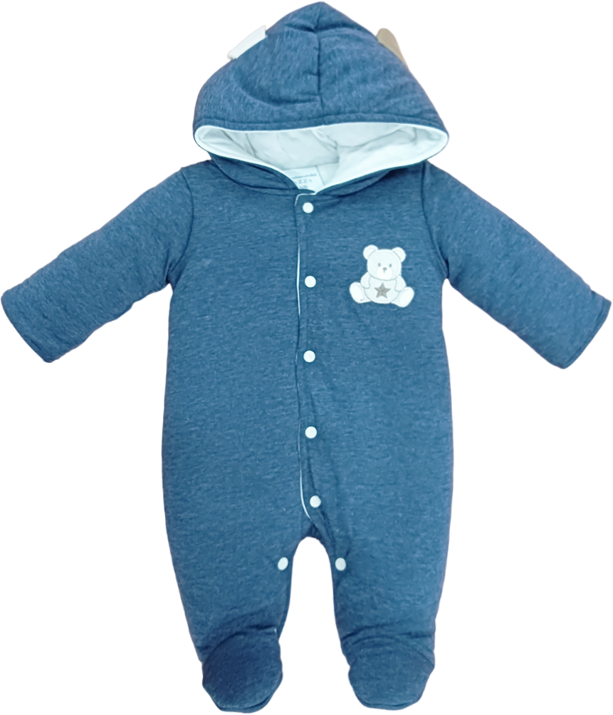 BOYS L/S QUILTED ROMPER HOODED MZW-24 0-3M 241-014