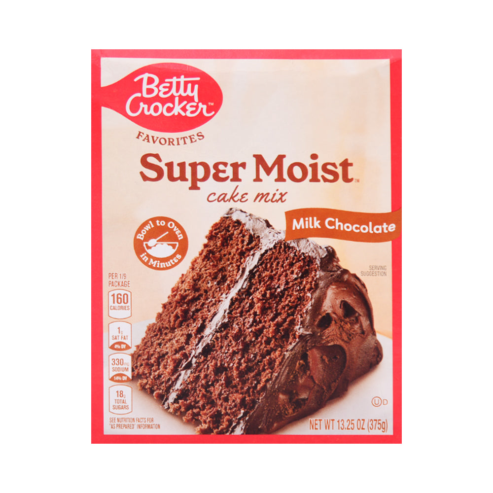 BETTY CROCKER SUPER MOIST CAKE MIX MILK CHOCOLATE 375 GM