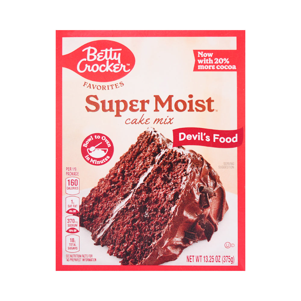 BETTY CROCKER SUPER MOIST CAKE MIX DEVIL FOOD 375 GM