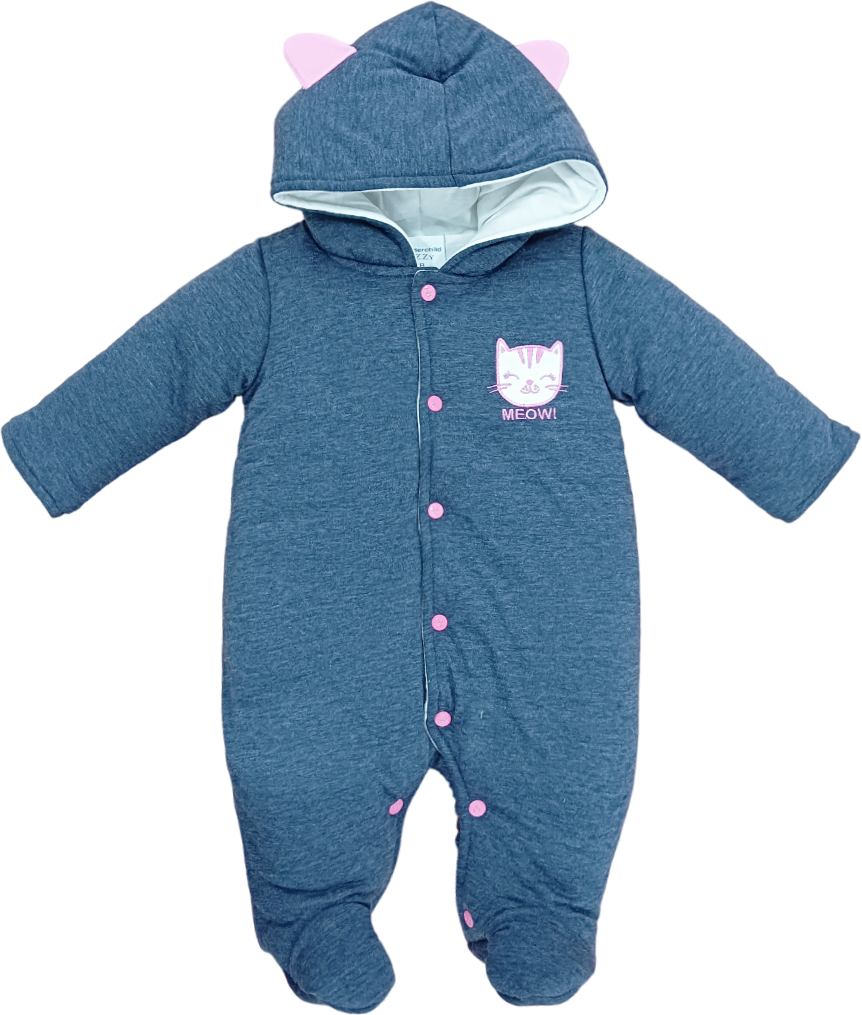 GIRLS L/S QUILTED ROMPER HOODED MZW-24 0-3M 032
