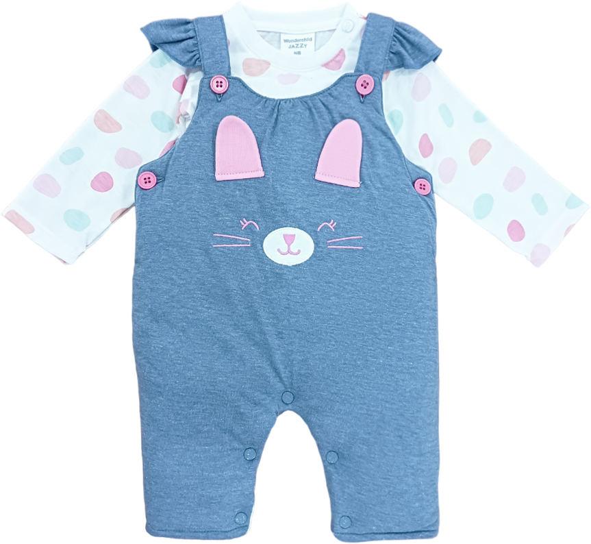 GIRLS L/S 2PC QUILTED ROMPER MZW-24 0-3M 033