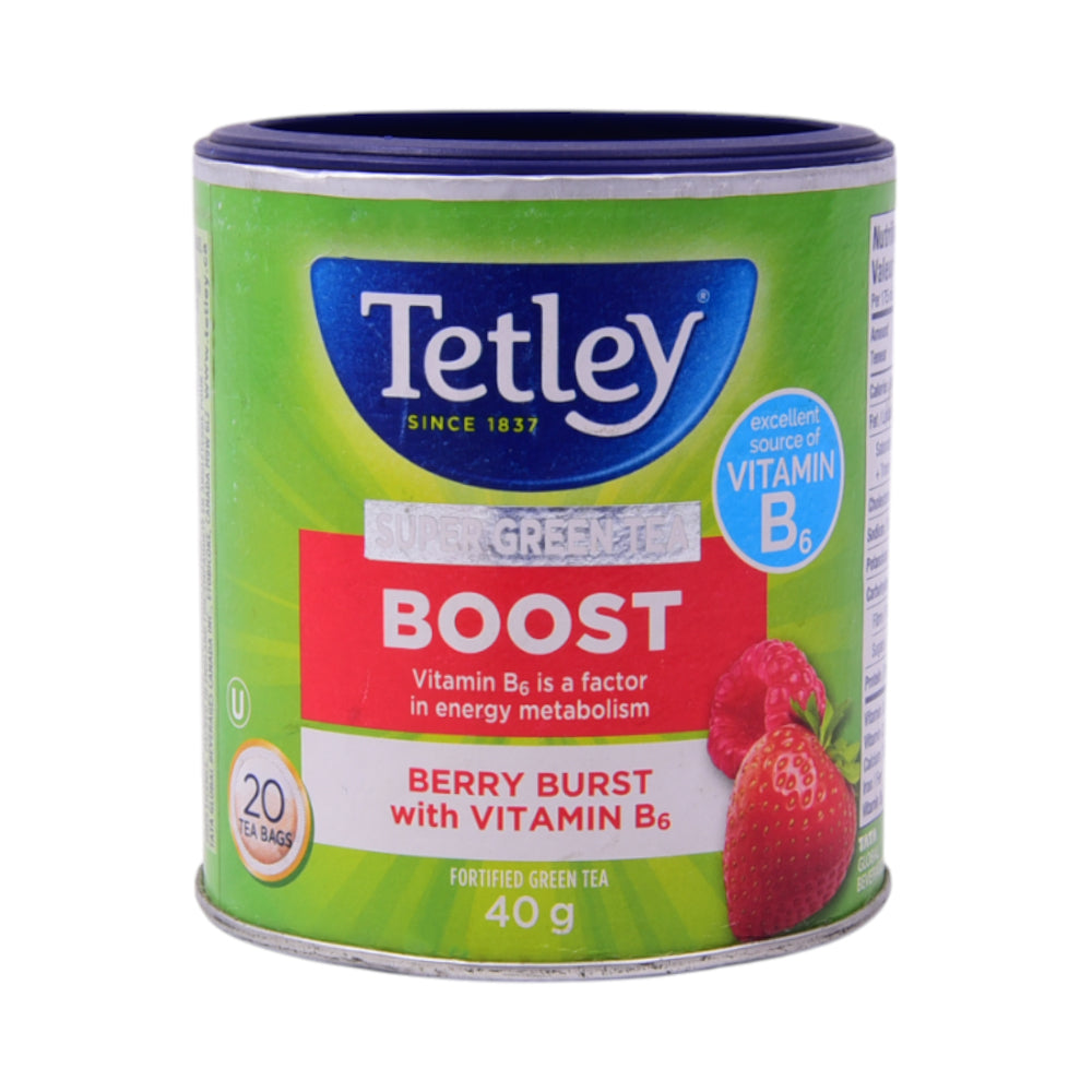 TETLEY SUPER GREEN TEA BOOST BERRY BURST 40 GM
