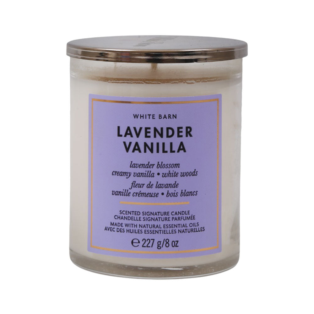 BBW SCENTED CANDLE WHITE BARN LAVENDER VANILLA WITH NATURAL