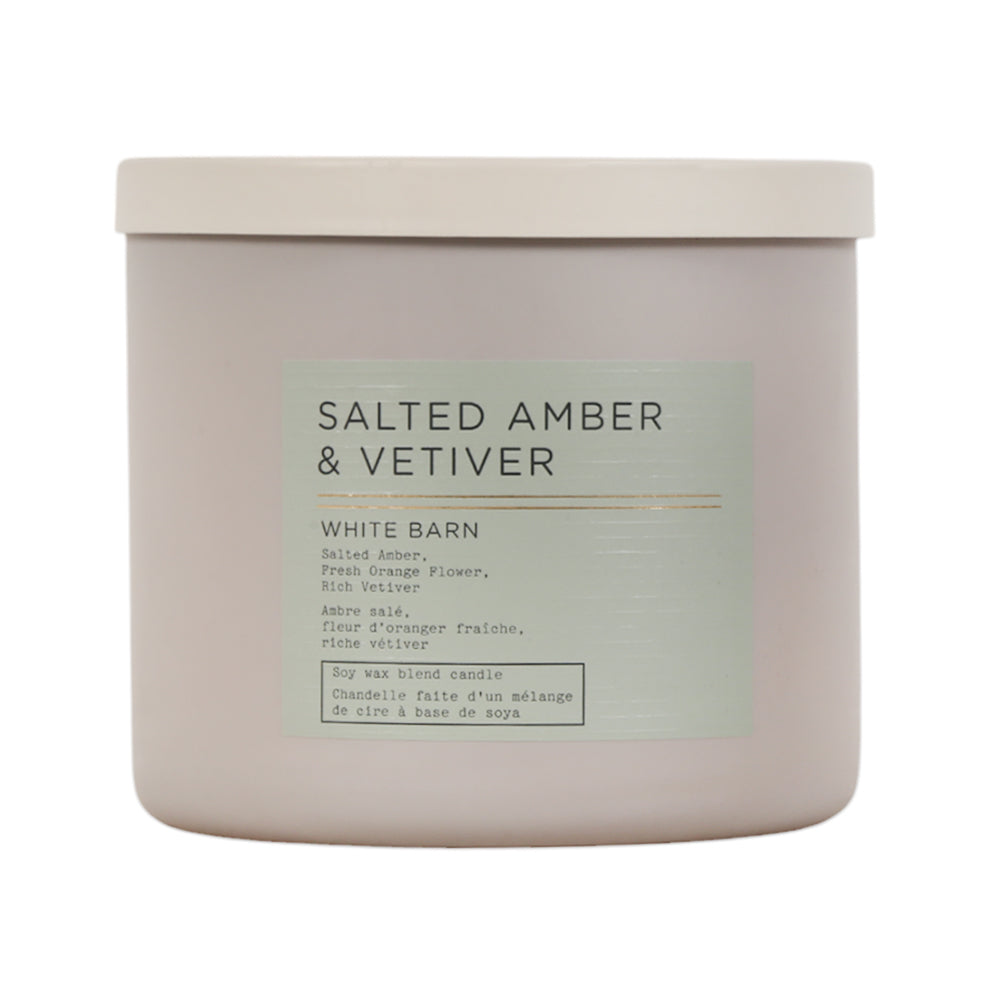 BBW CANDLE 3 WICK SALTED AMBER & VETIVER 411G