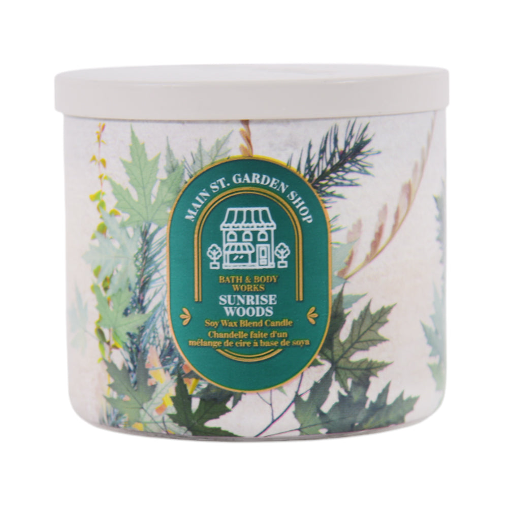 BBW BODY CANDLE 3 WICK SUNRISE WOODS 411 GM