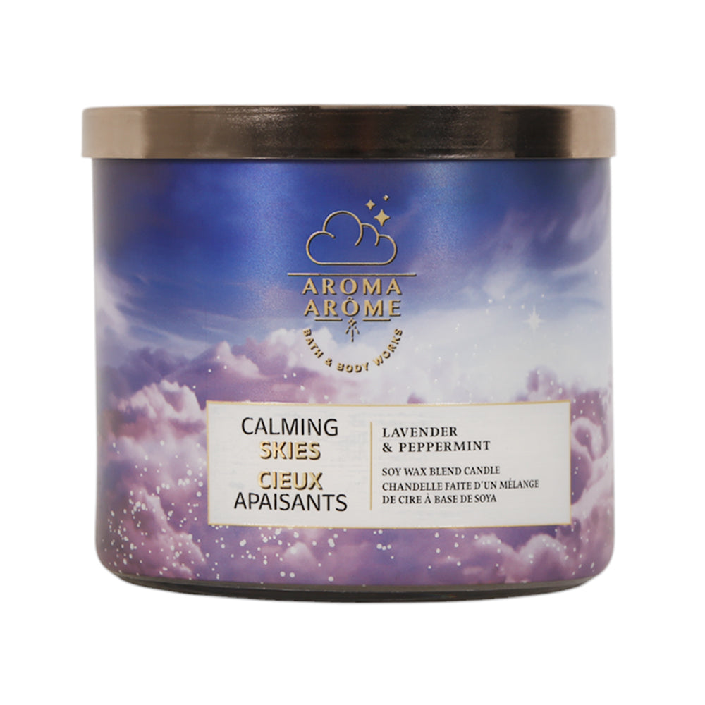 BATH & BODY WORKS CANDLE 3 WICK CALMING SKIES 411 G