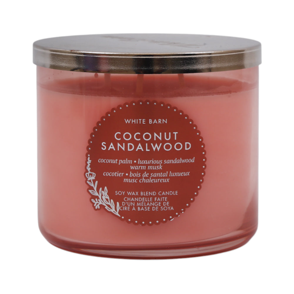 BBW SCENTED CANDLE WHITE BARN COCONUT SANDLAWOOD 411G