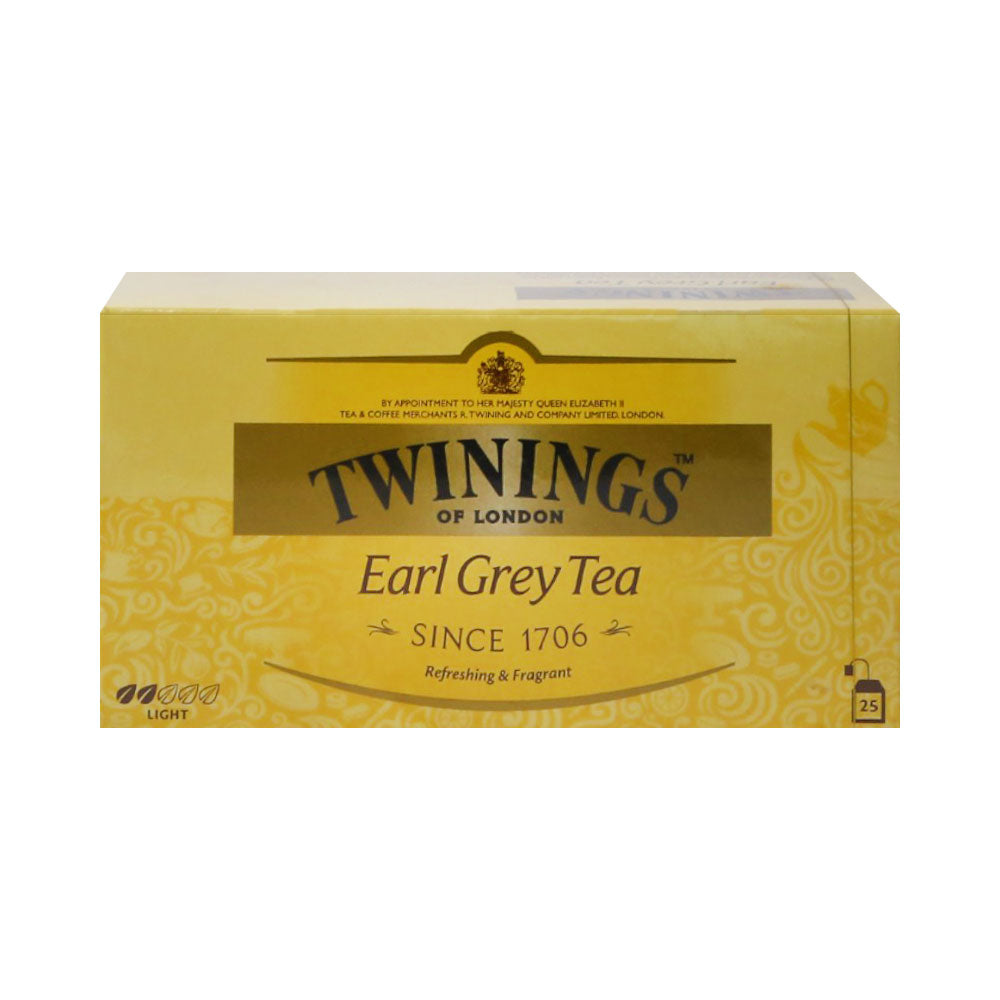 TWININGS TEA EARL GREY LIGHT 25 TEA BAGS 50 GM