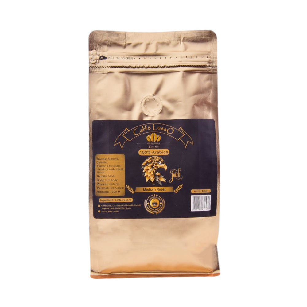 CAFFE LUSSO 100% ARABICA MEDIUM ROAST COFFEE BEANS POUCH 400