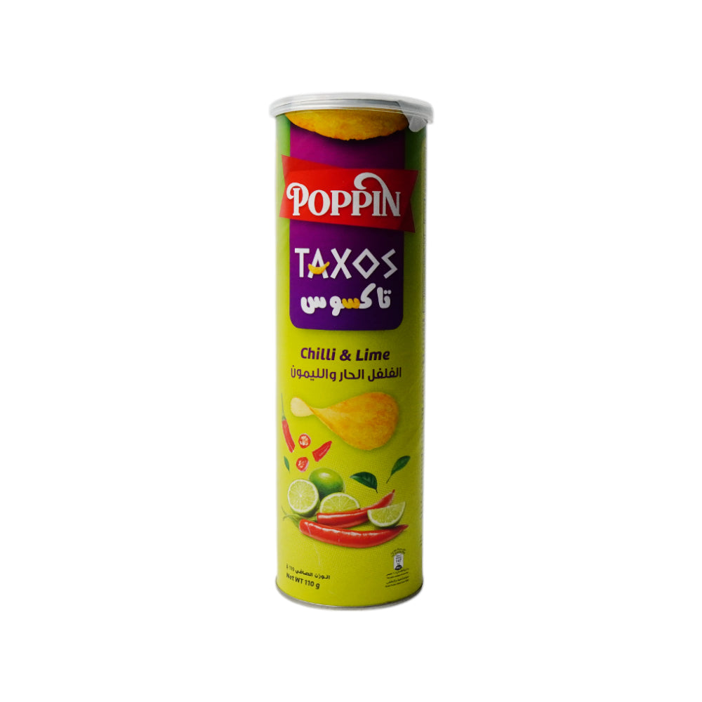 POPPIN CHIPS TAXOS CHILLI & LIME 110 GM