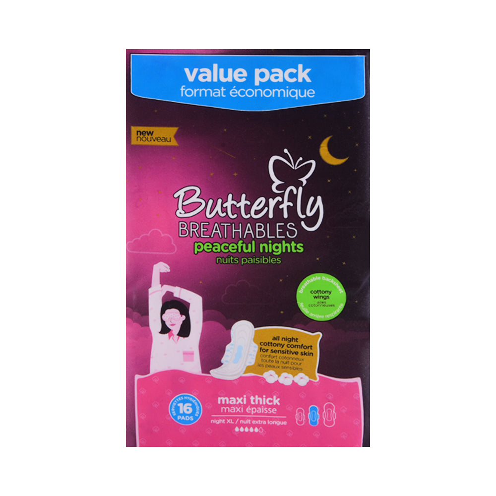 BUTTERFLY BREATHABLES PEACEFUL NIGHT COTTON MAXI THICK 16 PC
