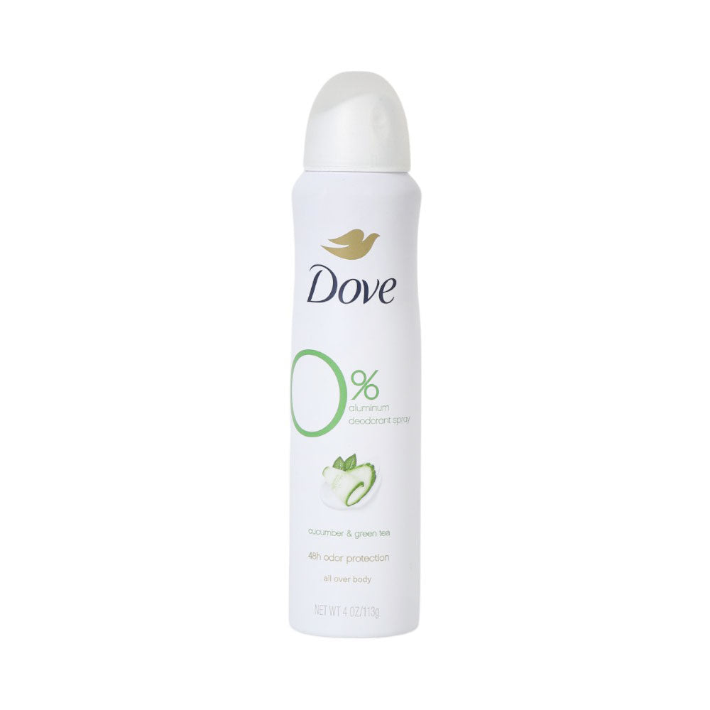 DOVE DEODORANT SPRAY O% ALUMINUM CUCUMBER GREEN TEA 113 GM