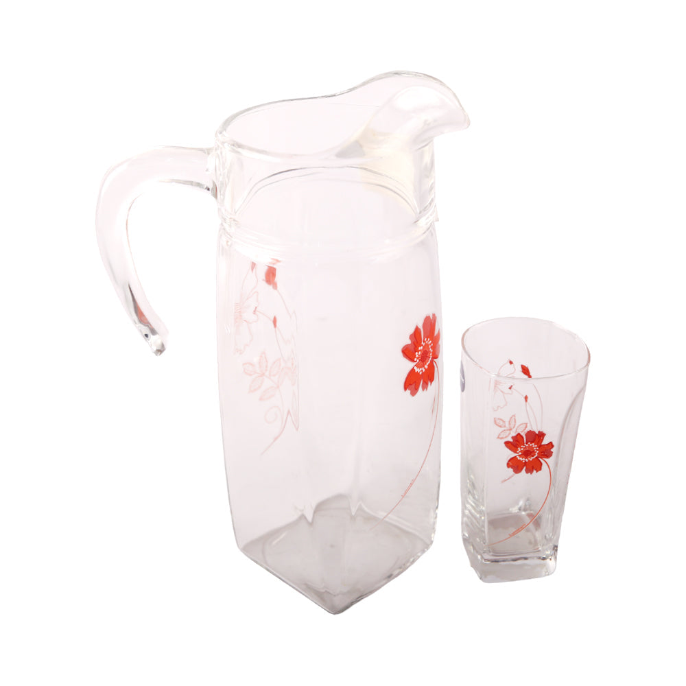 WATER SET 7PC LUMINARC FLAME GARDEN FLOWER Q4124