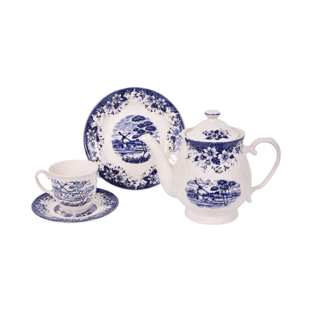 TEA SET 24PC CLAYTON WIND MILL BLUE 185B SET