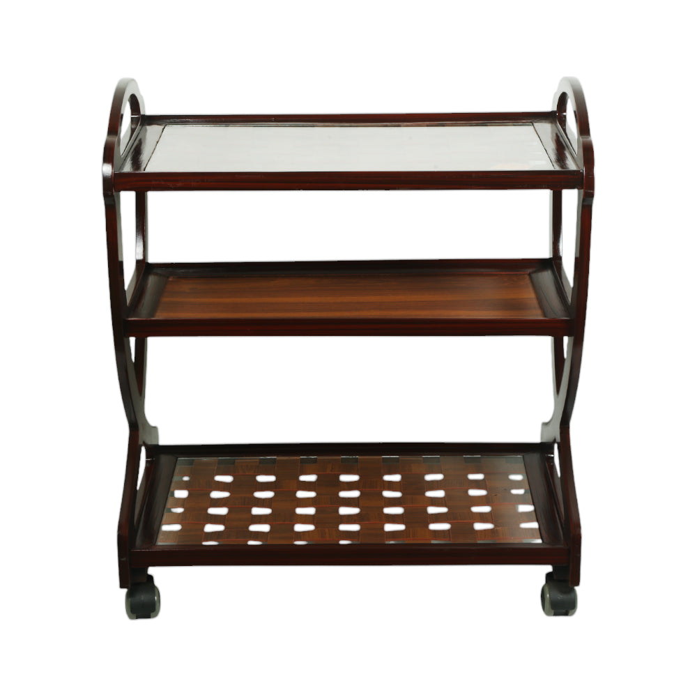 TEA TROLLEY MED TRAY L-BROWN