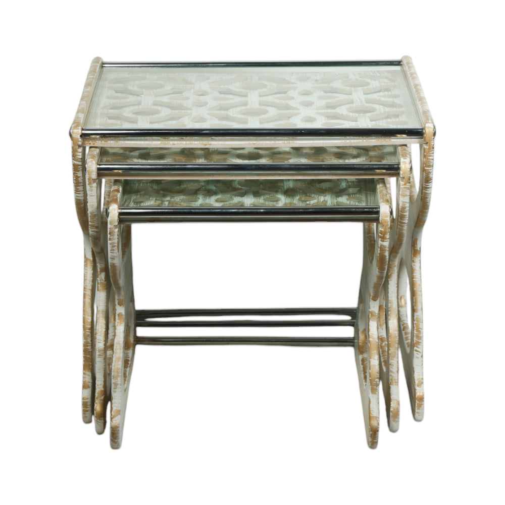 TABLE SET 3PC CARVING 035