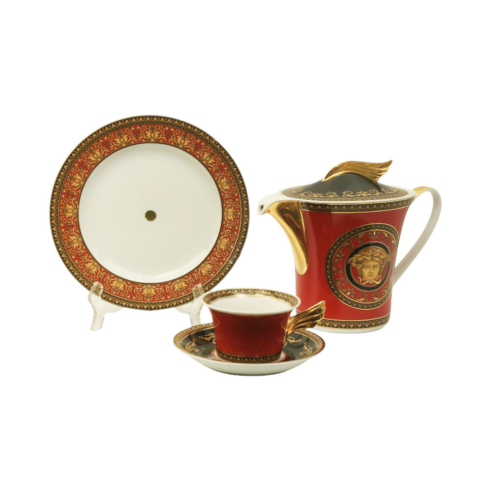 TEA SET 24PC VERSACE MEDUSA RED