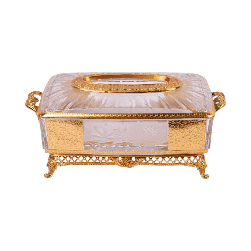 TISSUE BOX CRYSTAL BRASS H-C19-6018 JSB01-20