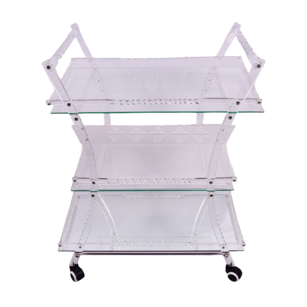 TEA TROLLEY ACRYLIC 3 SHELF (W) 12 WHITE