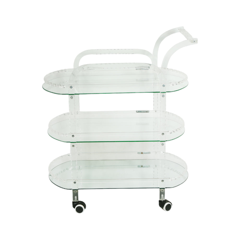 TEA TROLLEY ACRYLIC SQUARE 3 SHELF (W) 66 WHITE