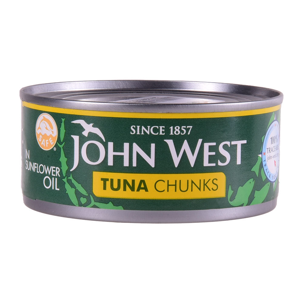 JOHN WEST TIN TUNA CHUNKS SUNFLOWER OIL 145 GM