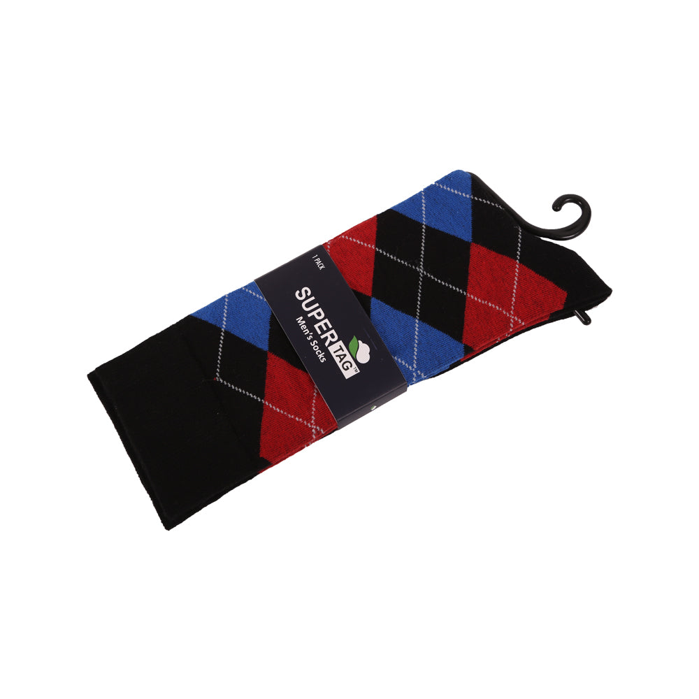 SUPER SOCKS ARGYLE P1(BLACK)
