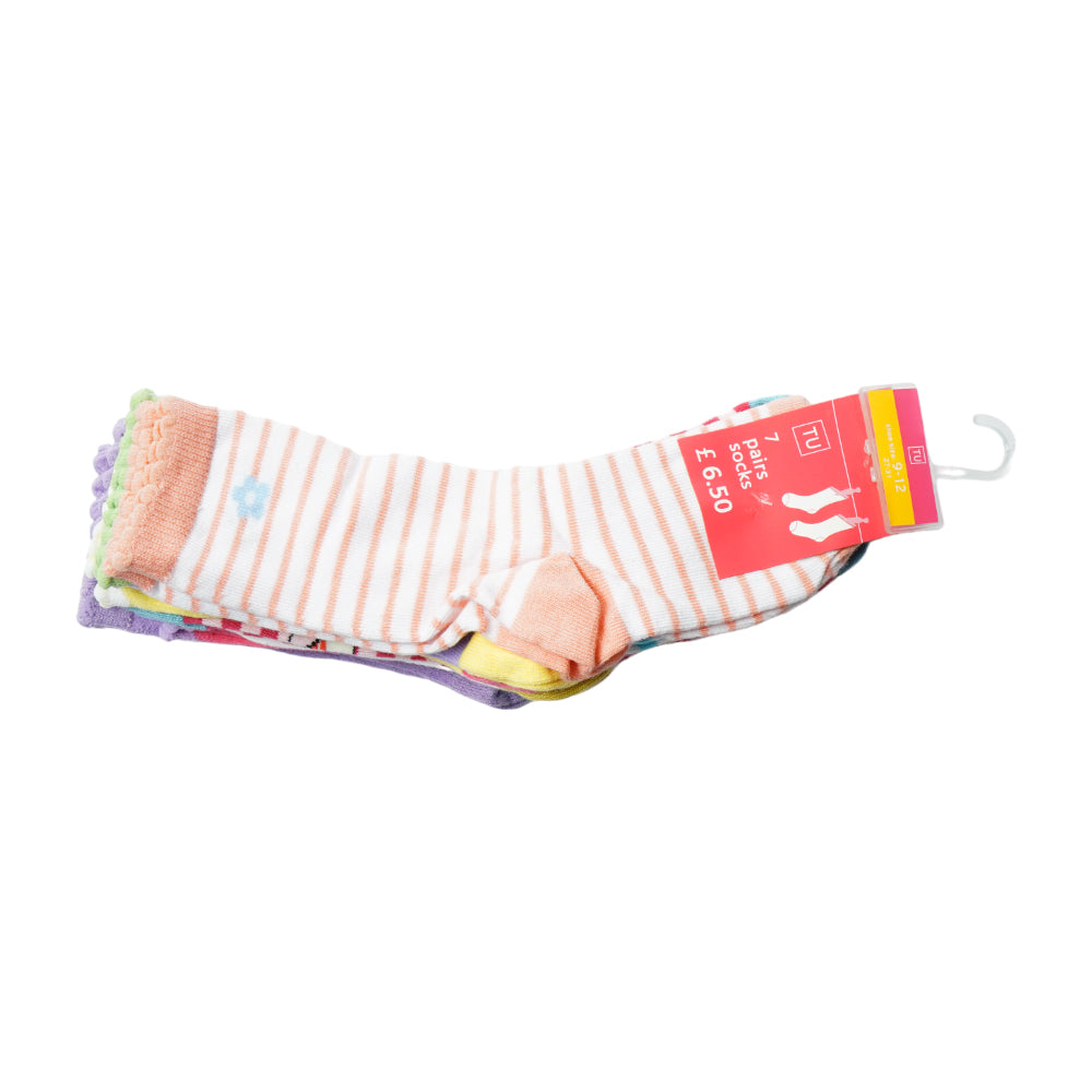GIRLS SOCKS PACK OF 7 MW-20 9-12M