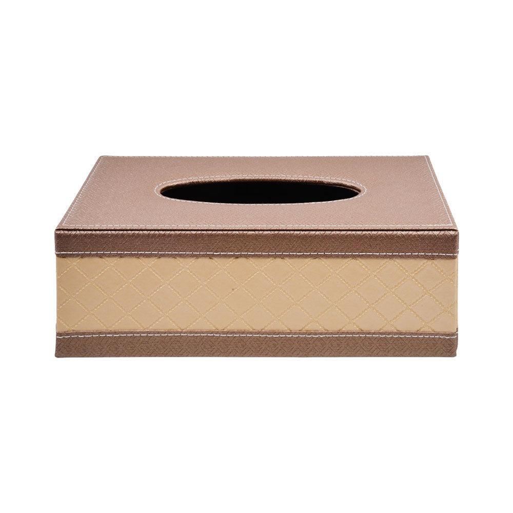 TISSUE BOX LEATHER CUT STITCH GOLDEN 1021