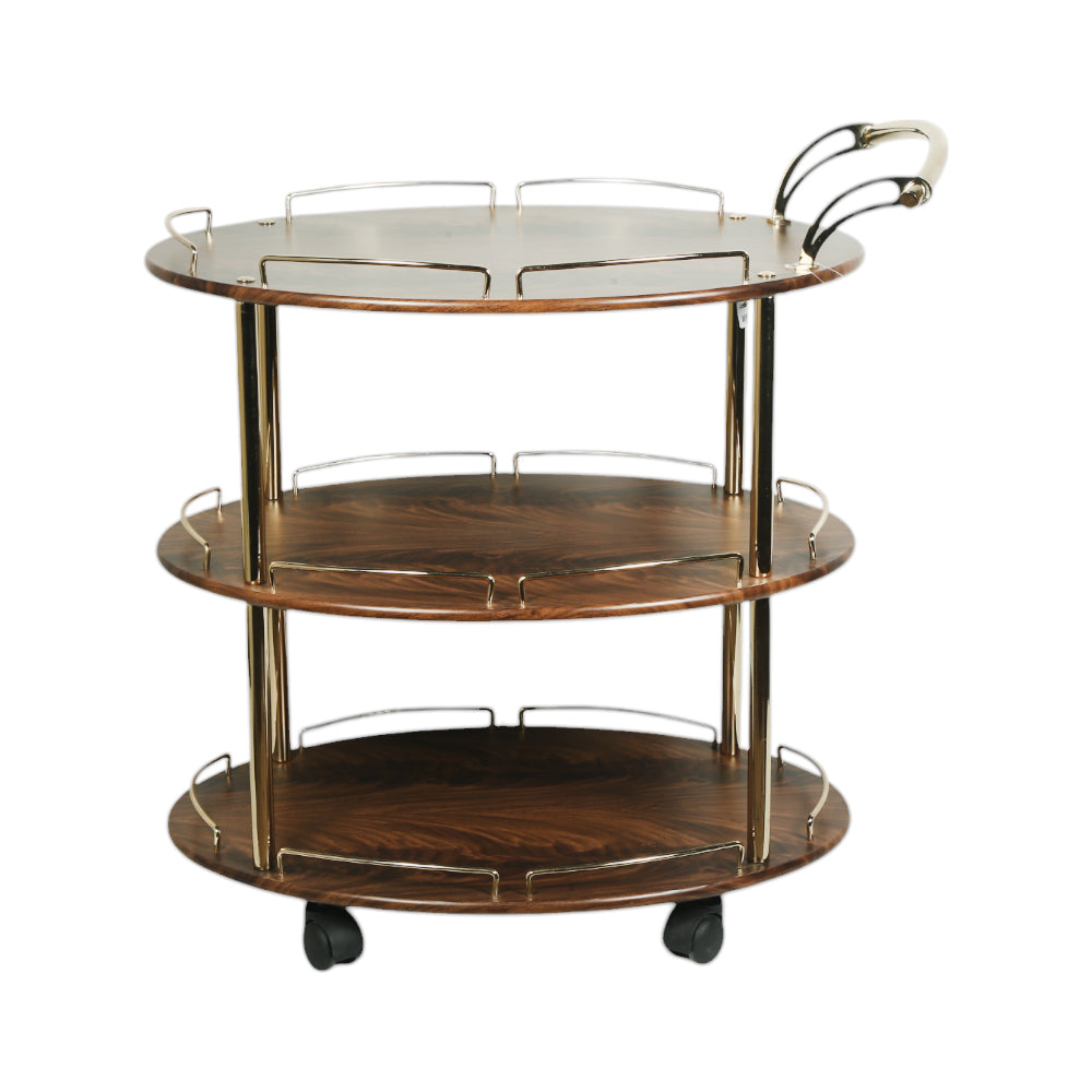 TEA TROLLEY 3 SHELF OVAL MASA GOLDEN