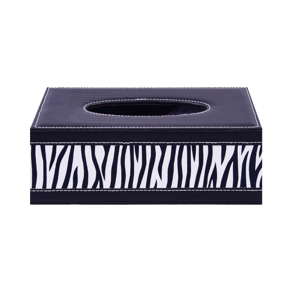 TISSUE BOX LEATHER ZEBRA 3-5