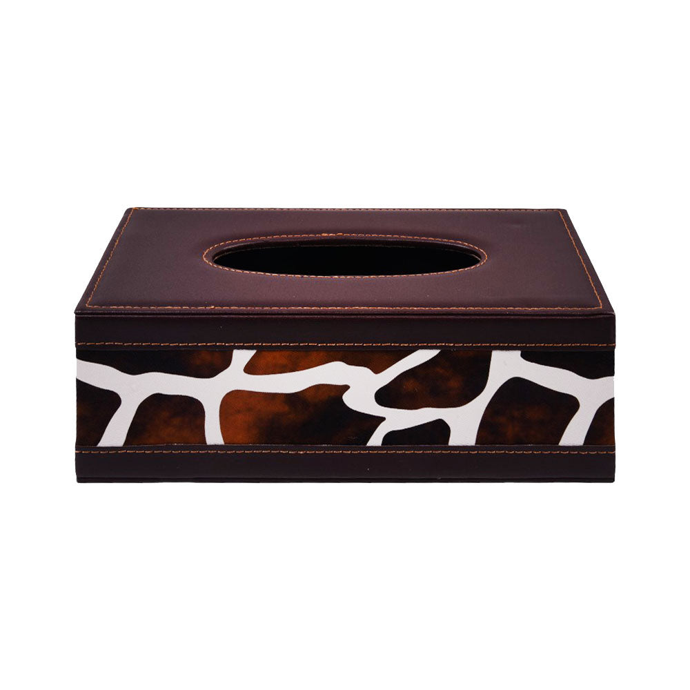 TISSUE BOX LEATHER CHEETAH 3-4