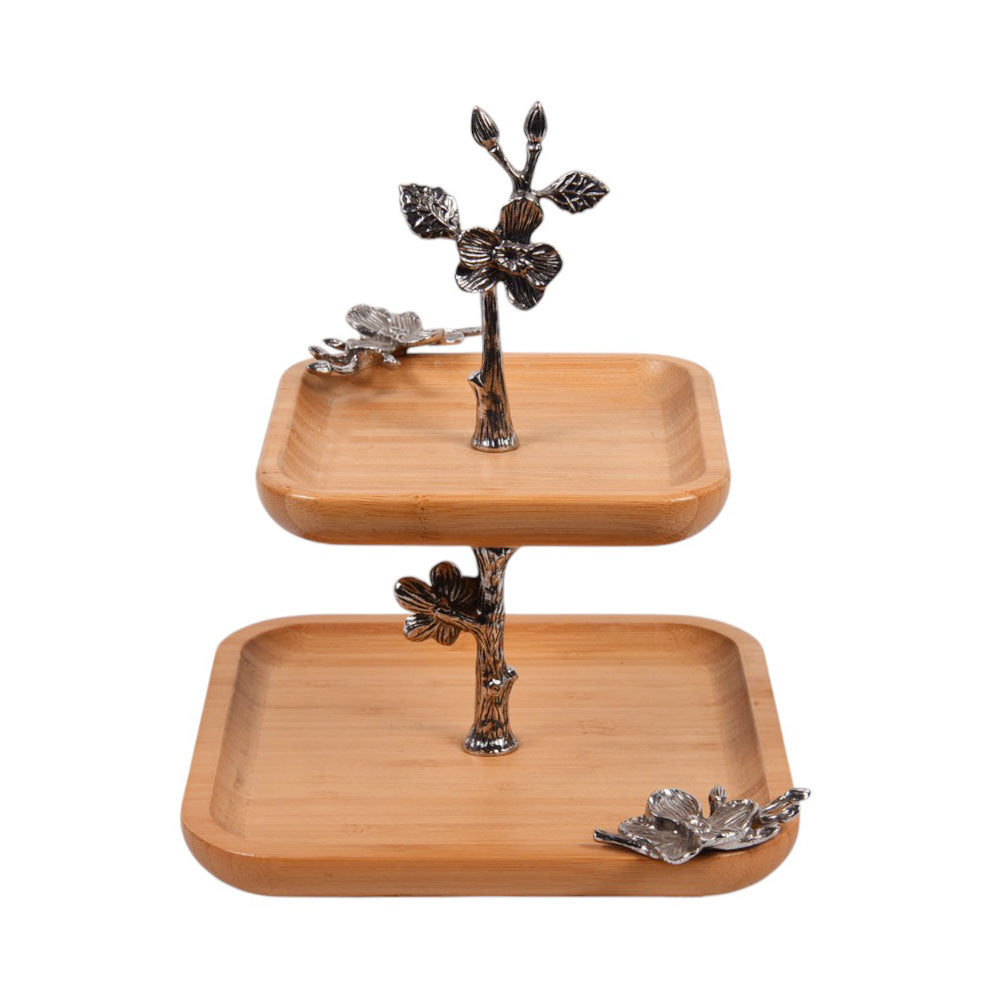 DISH 2 TIER ORCHID WB-660