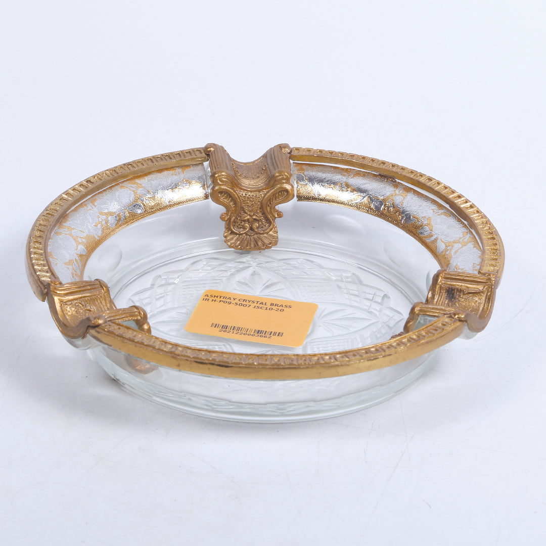 Ashtray Crystal Brass Ir H-P09-5007 Jsc10-20