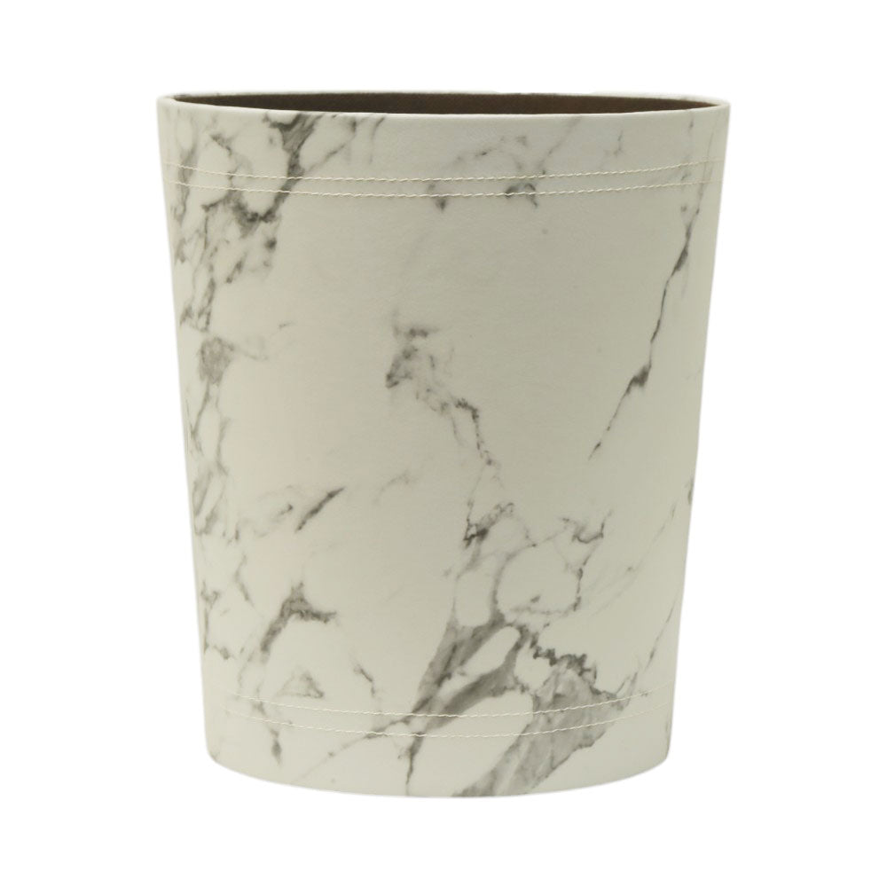 DUST BIN LEATHER LOOSE WHITE MARBLE 1194