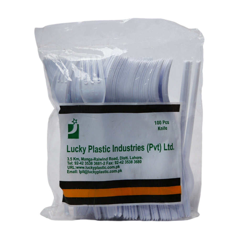 LUCKY PLASTIC DISPOSABLE FORK LARGE 100PC PACK
