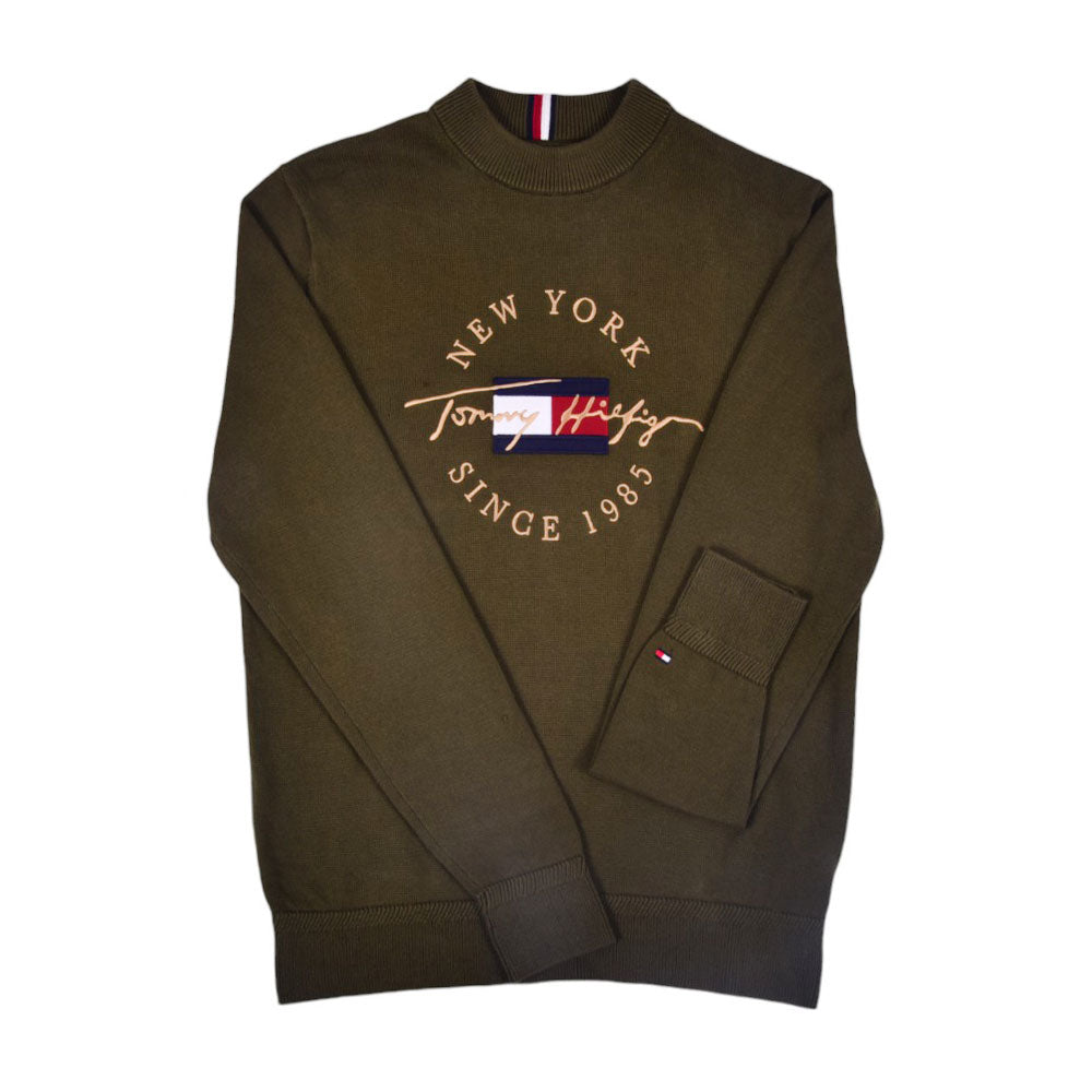 TH MEN L/S R-NECK SWEATER 78J6874701 GRN S (IR)