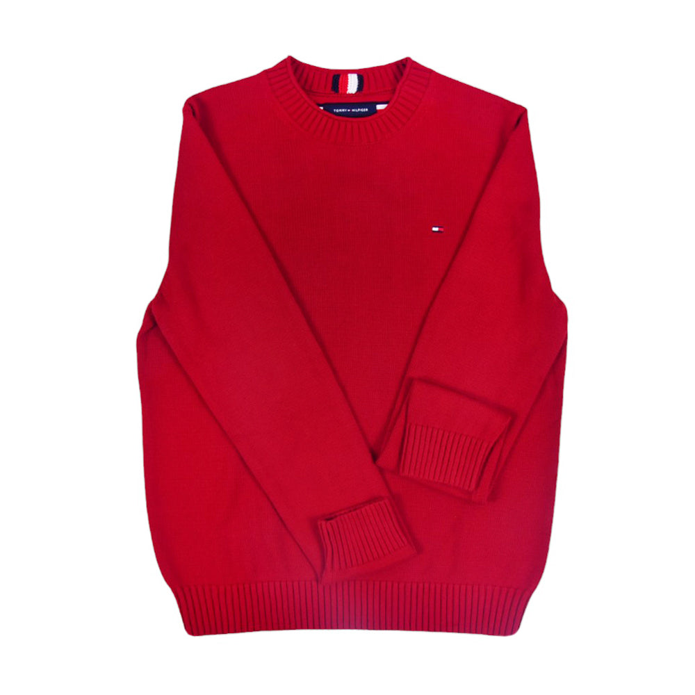 TH MEN L/S R-NECK SWEATER 78J6873-610 RED S (IR)