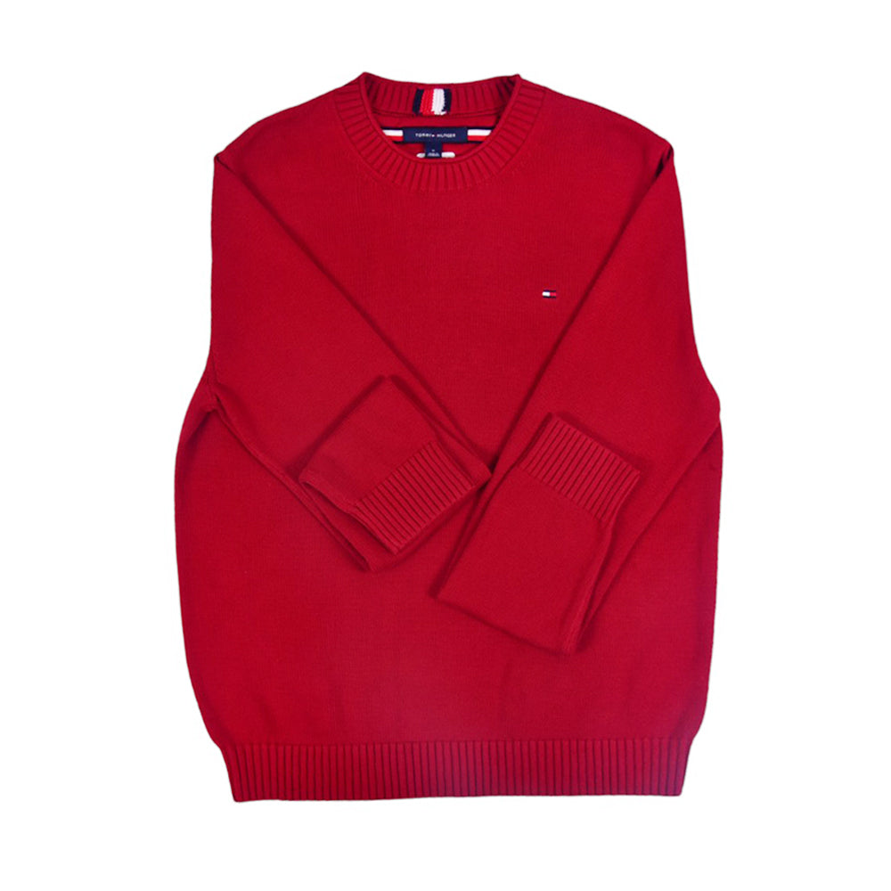 TH MEN L/S R-NECK SWEATER 78J6873-610 RED M (IR)