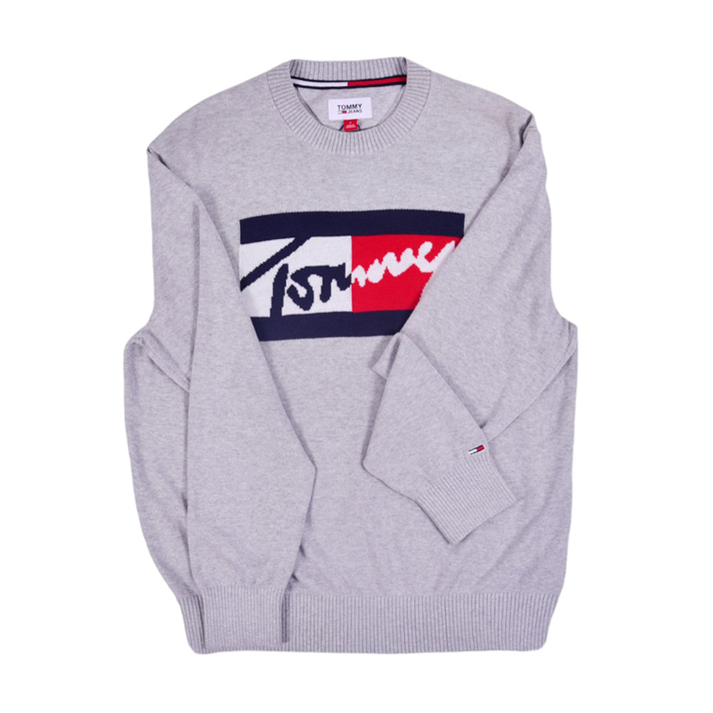 TH MEN L/S R-NECK SWEATER 78J6895-050 GRY M (IR)