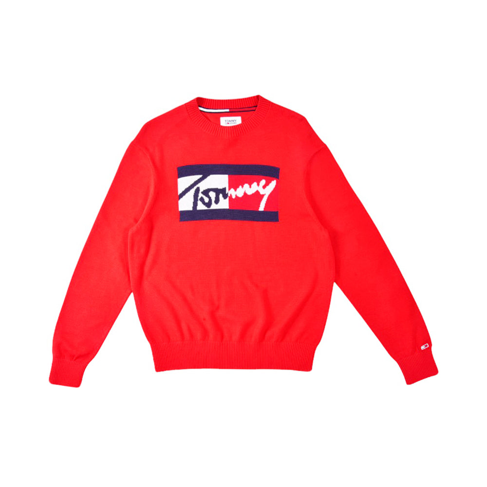 TH MEN L/S R-NECK SWEATER 78J6895-600 RED S (IR)