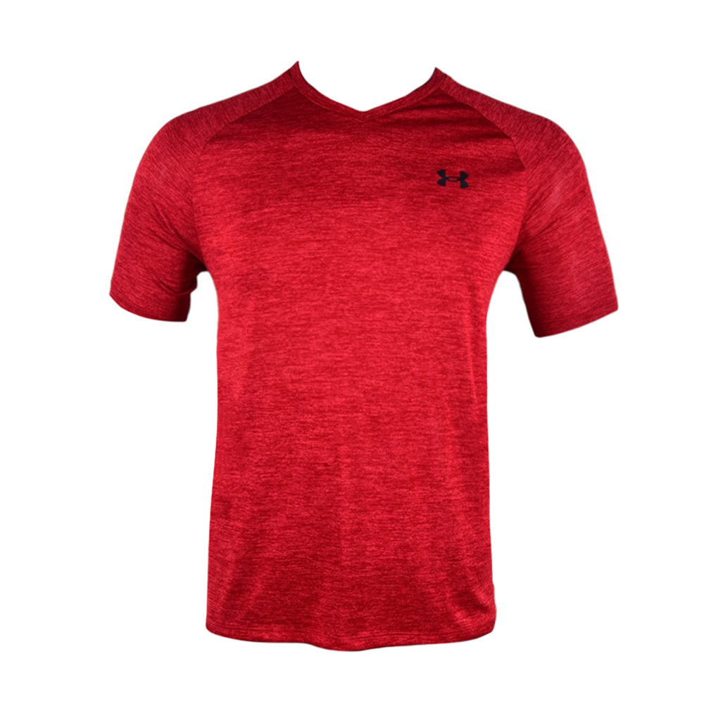 UA MEN S/S V-NECK SHIRT 1328190 NVY RED M (IR)