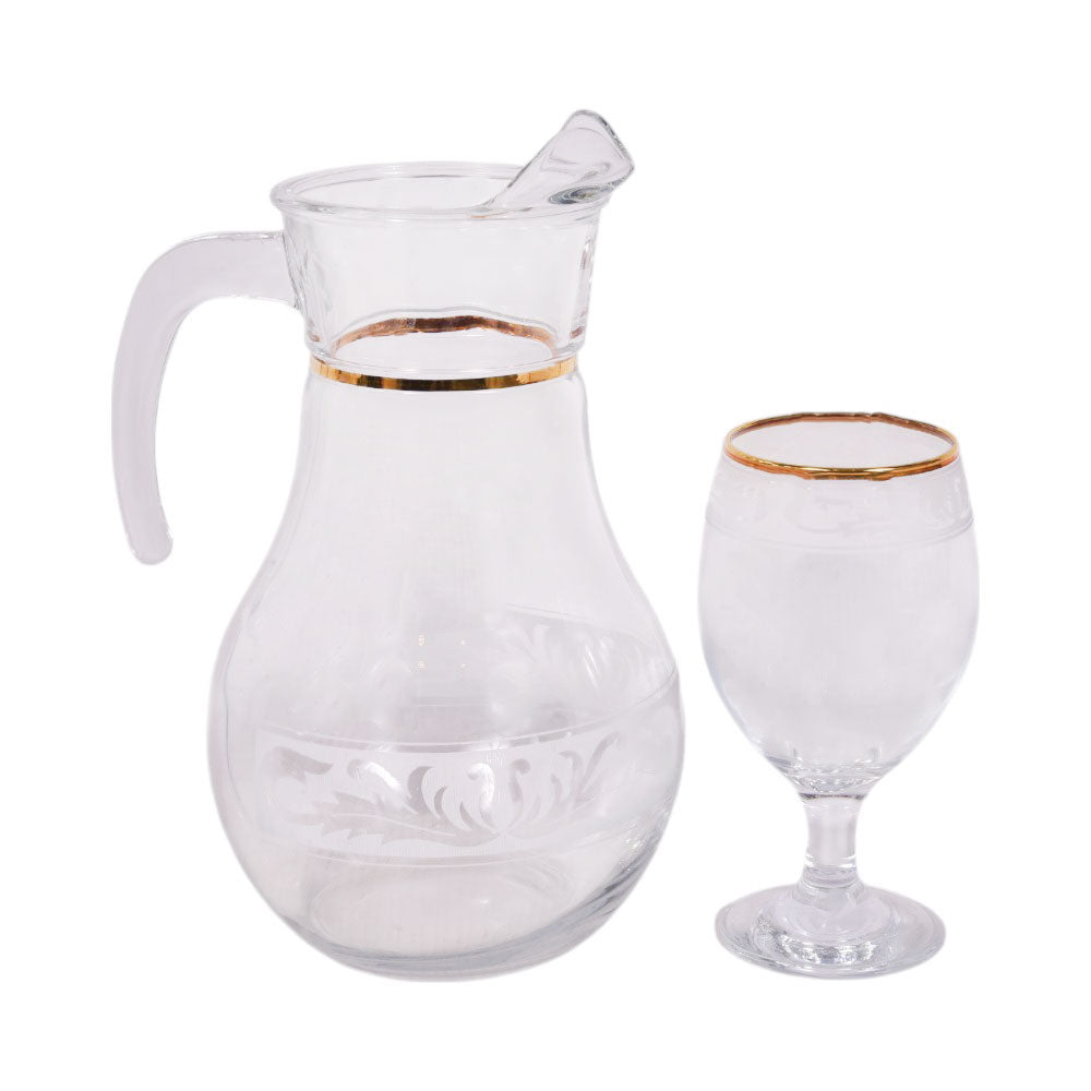 WATER SET 7PC PSB HAND CUT GOLD BISTRO 96933-C04