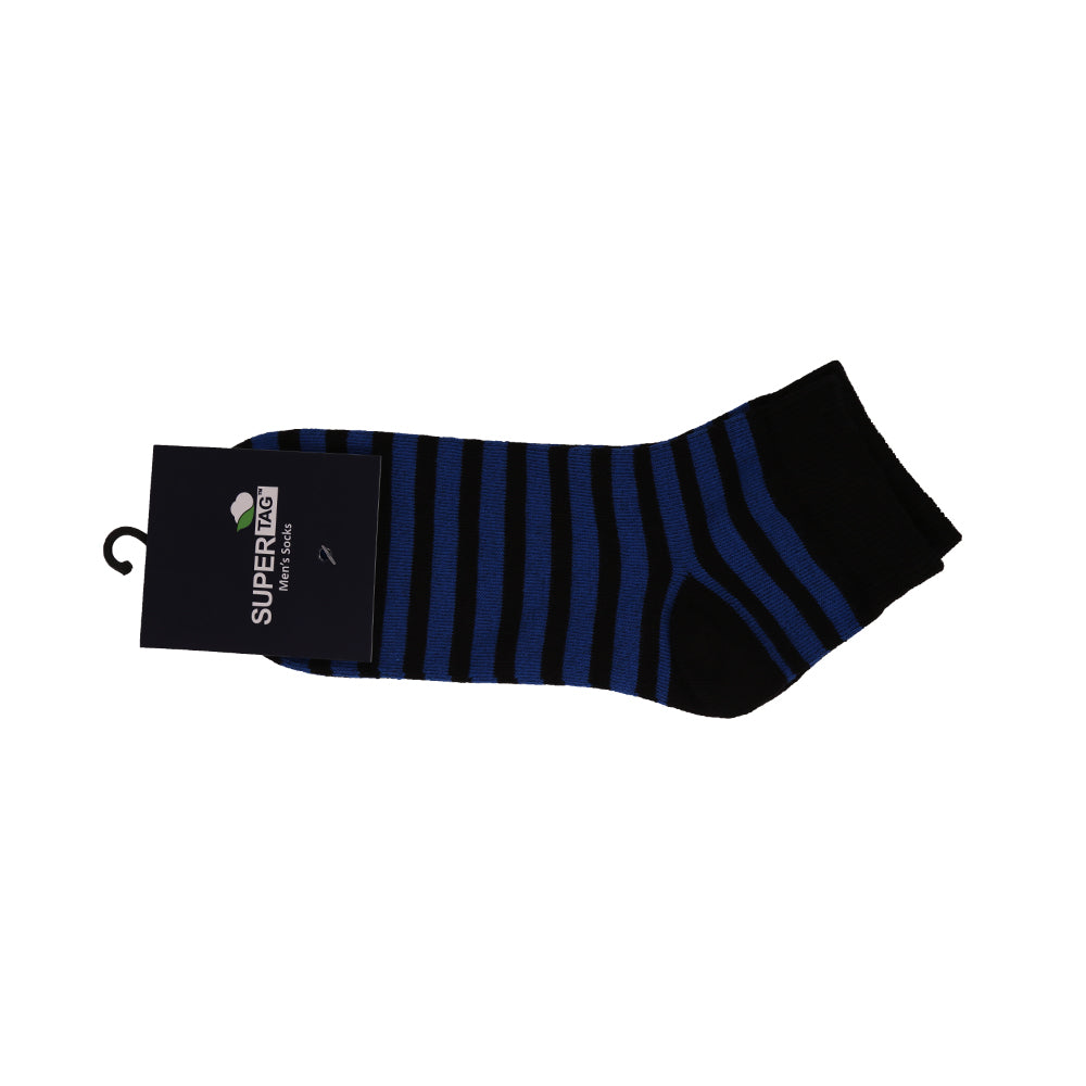 SUPER TAG ANKLE SOCKS DARK BLUE& BLACK STRIPE 1PC HZ