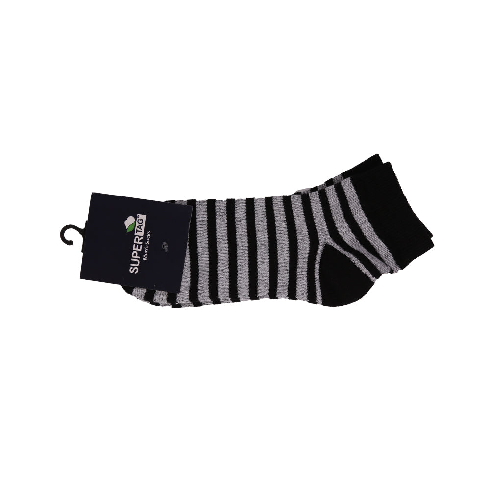 SUPER TAG ANKLE SOCKS BLACK & WHITE STRIPE 1PC HZ