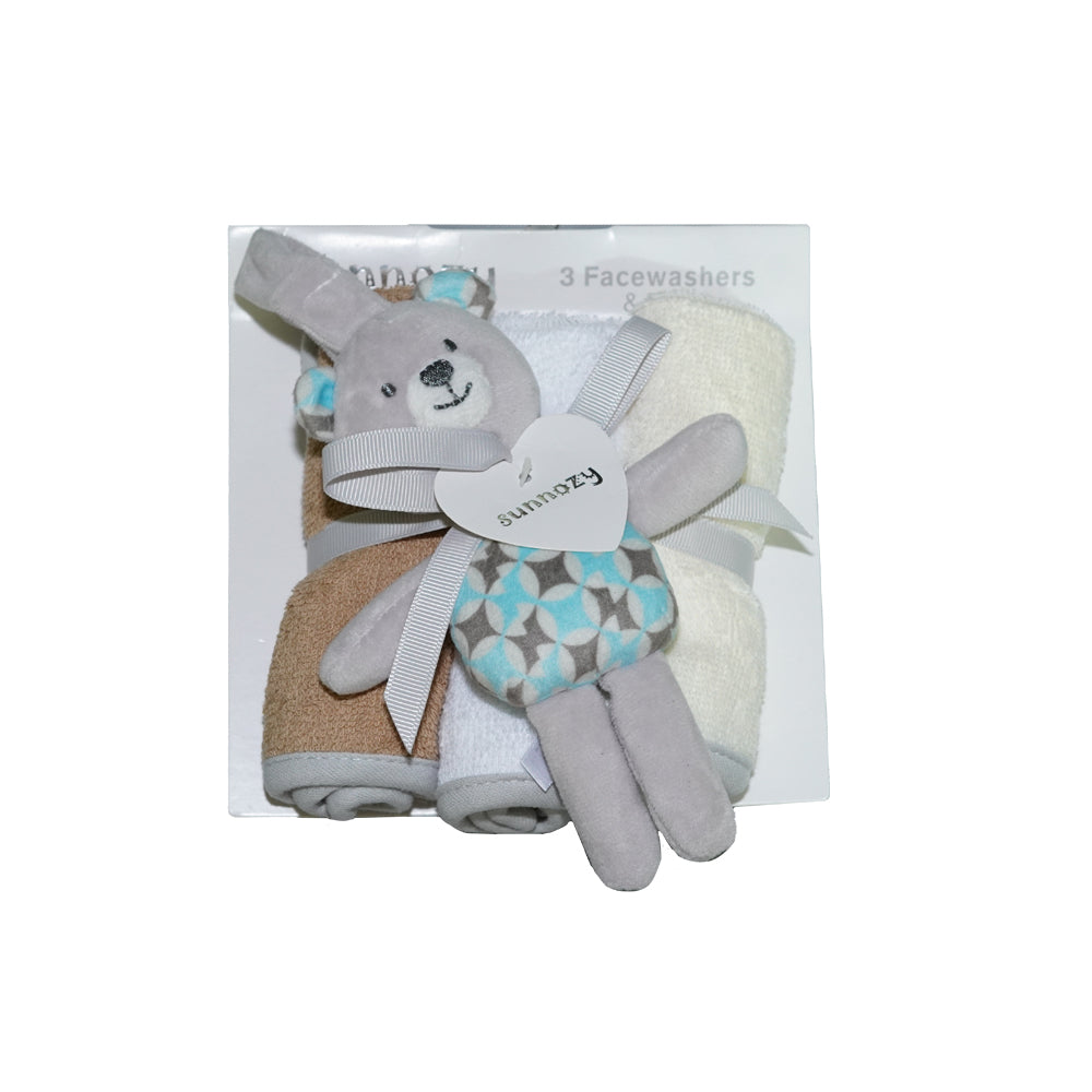BABY FACE TOWEL 3PC SET W TOY IR CLTW032-B MS-22 S-96