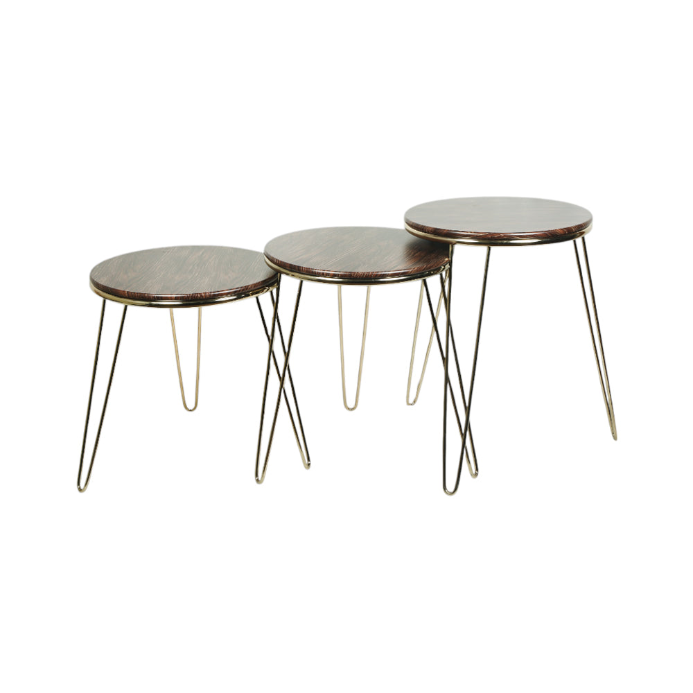 TABLE SET 3PC ROUND RING GOLDEN TIGER