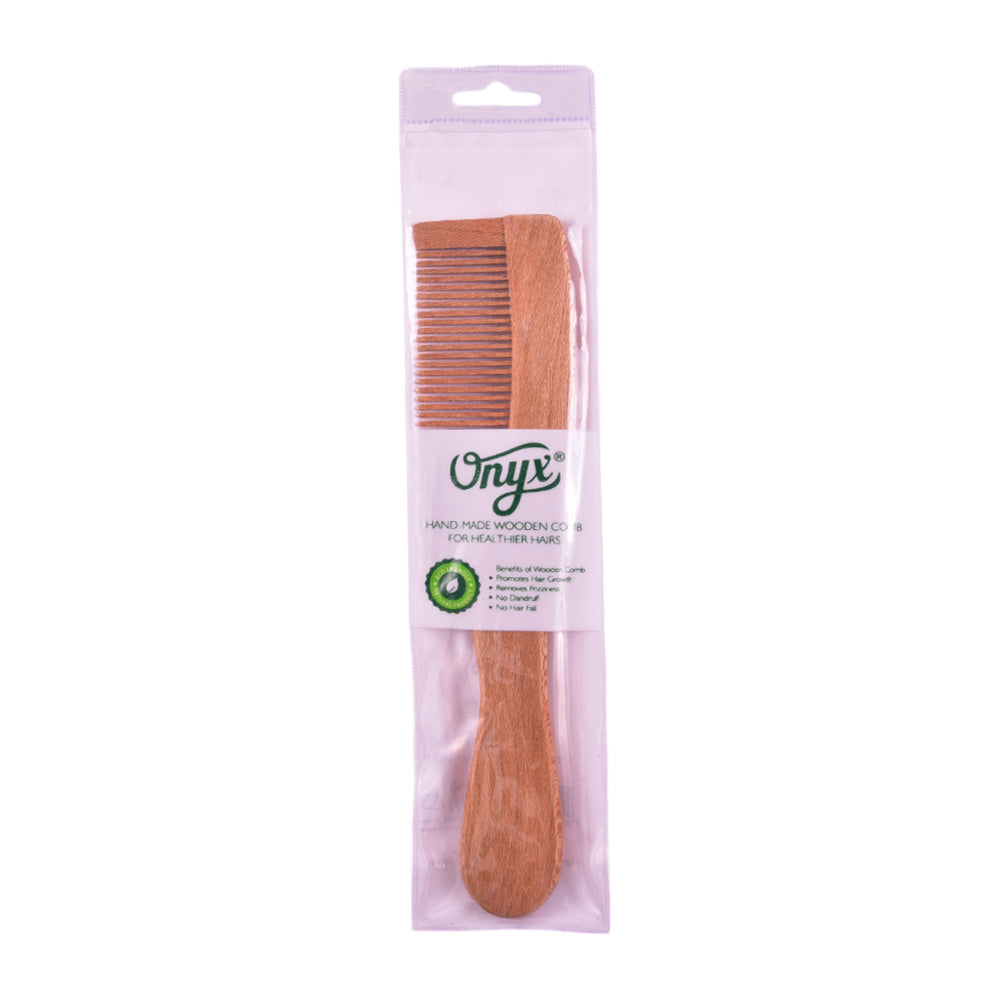 KROS ONYX WOODEN COMB LONG HANDLE